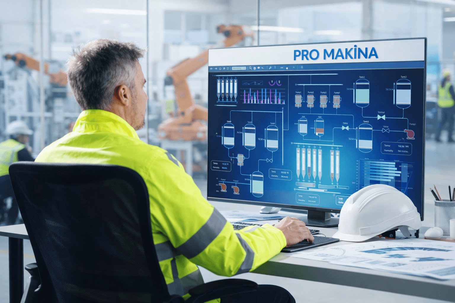 Proses tasarımı ve mühendislik için mühendislik ekranı görseli